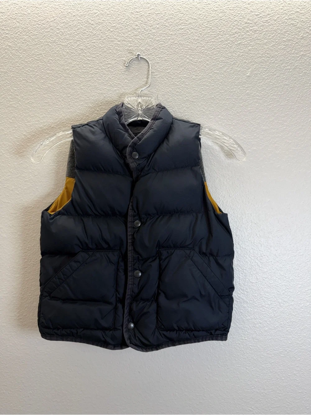 Kids Navy Puffer Vest with Mustard Lining